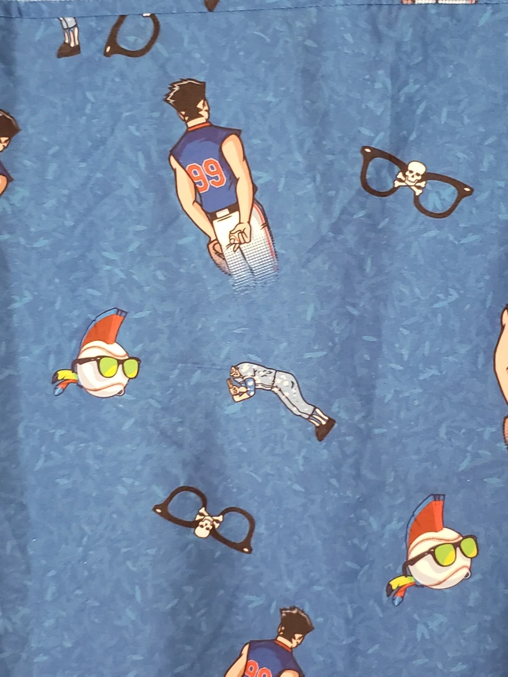 RSVLTS Blue Short-Sleeve Casual Button-Down Shirt with Novelty Print. Medium - Picture 6 of 6